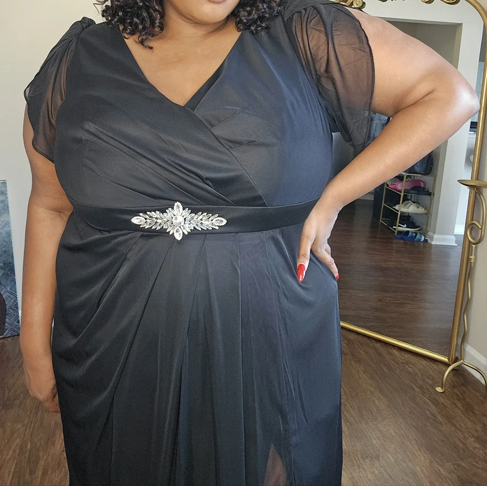 Chiffon A-Line Ruffle Sleeve Evening Dress - Picture 9 of 13